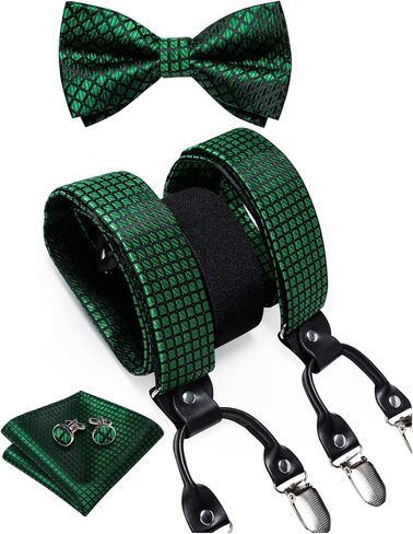DiBanGu Paisley Bow Tie and Supenders for Men Tuxedo Heavy Duty 6 Clips Suspender Adjustable Y-Shape Mens Trouser Braces in Kuwait