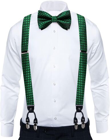 DiBanGu Paisley Bow Tie and Supenders for Men Tuxedo Heavy Duty 6 Clips Suspender Adjustable Y-Shape Mens Trouser Braces in Kuwait