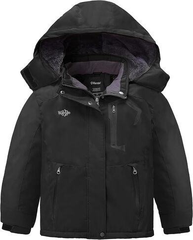 Wantdo Girl's Waterproof Ski Jacket Warm Winter Coat Windproof Outdoor Winter Snowboarding Jackets Fleece Hooded Rain Coats in Saudi Arabia