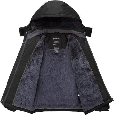 Wantdo Girl's Waterproof Ski Jacket Warm Winter Coat Windproof Outdoor Winter Snowboarding Jackets Fleece Hooded Rain Coats in Saudi Arabia