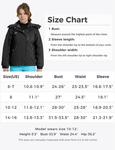 Wantdo Girl's Waterproof Ski Jacket Warm Winter Coat Windproof Outdoor Winter Snowboarding Jackets Fleece Hooded Rain Coats in Saudi Arabia