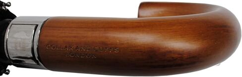 COLLAR AND CUFFS LONDON - Rare 12 Rib Compact Umbrella, 4 Extra For Strength - 50mph Strong Reinforced Windproof Frame with Fiberglass - Vented Canopy - Auto Open & Close - Wooden Hook Handle - Black in Saudi Arabia
