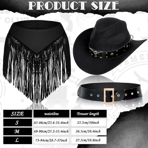Panitay 5 Pcs Cowgirl Costume Set for Women Adult Western Outfits Cowboy Hat Felt Studded Elastic Tassel Shorts in Saudi Arabia
