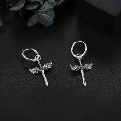 VENACOLY هوب قطرة استرخى أقراط صغيرة للنساء والرجال 925 فضة متدلية الأطواق الكفة هيبوالرجينيك in Kuwait