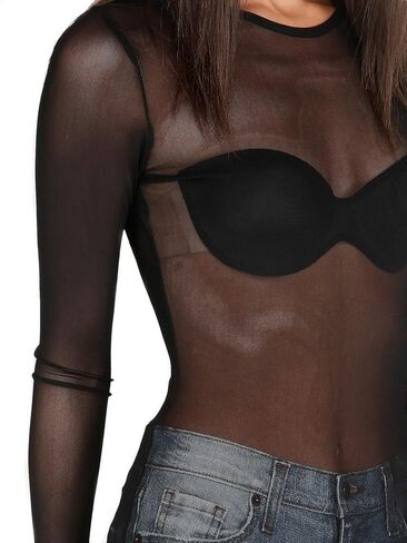 قمصان Kyerivs الشبكية للنساء بلوزة شفافة شفافة سوداء مثيرة لحفلات الهالوين in Kuwait