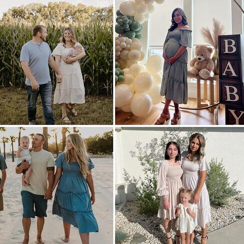 فستان Zattcas للسيدات لربيع وصيف 2023 بوهو ميدي فستان بأكمام واسعة ورقبة مربعة ومتدلية ومكشكشة للحفلات in Kuwait