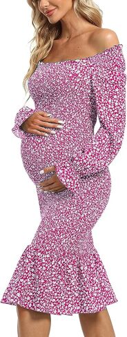 فستان حمل طويل الأكمام منتفخ Bodycon بحاشية مكشكشة ورقبة مربعة فستان استحمام للأطفال بحورية البحر in Kuwait