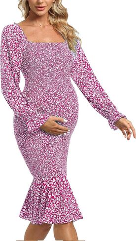 فستان حمل طويل الأكمام منتفخ Bodycon بحاشية مكشكشة ورقبة مربعة فستان استحمام للأطفال بحورية البحر in Kuwait