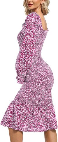 فستان حمل طويل الأكمام منتفخ Bodycon بحاشية مكشكشة ورقبة مربعة فستان استحمام للأطفال بحورية البحر in Kuwait