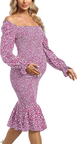 فستان حمل طويل الأكمام منتفخ Bodycon بحاشية مكشكشة ورقبة مربعة فستان استحمام للأطفال بحورية البحر in Kuwait