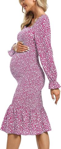 فستان حمل طويل الأكمام منتفخ Bodycon بحاشية مكشكشة ورقبة مربعة فستان استحمام للأطفال بحورية البحر in Kuwait