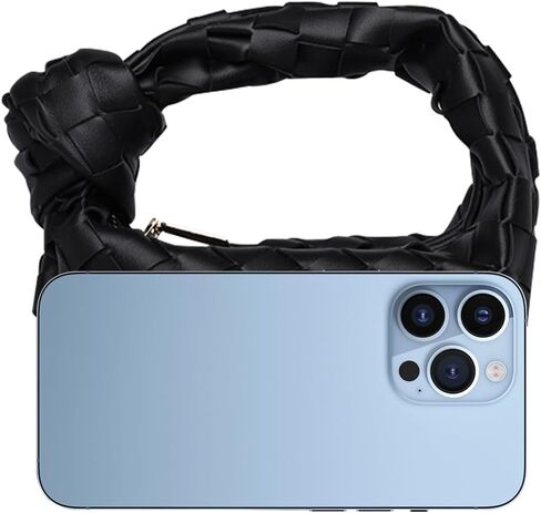 يو او يو ايه حقيبة يد منسوجة للنساء، حقائب كلاتش كلاتش هوبو ناعمة معقودة باللون الاسود، اسود in Kuwait