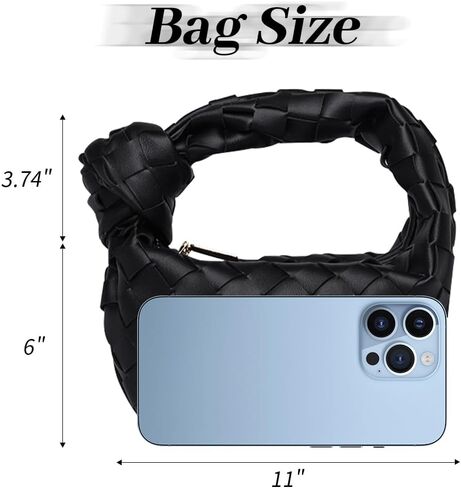 يو او يو ايه حقيبة يد منسوجة للنساء، حقائب كلاتش كلاتش هوبو ناعمة معقودة باللون الاسود، اسود in Kuwait