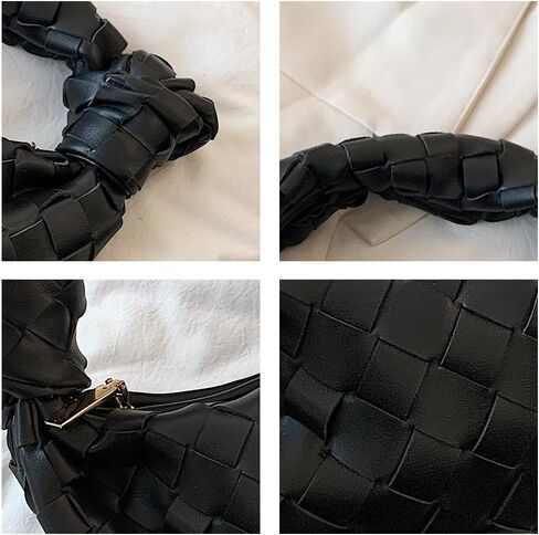 يو او يو ايه حقيبة يد منسوجة للنساء، حقائب كلاتش كلاتش هوبو ناعمة معقودة باللون الاسود، اسود in Kuwait