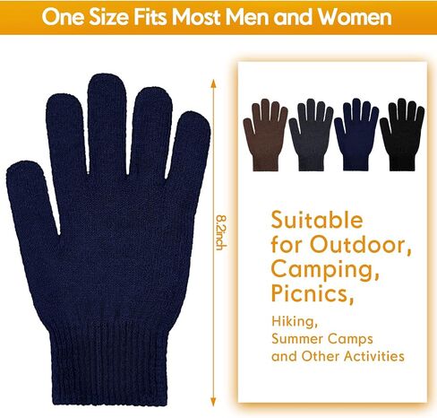 Handepo 100 Pairs Adult Knit Gloves Bulk Winter Warm Stretchy Gloves for Cold Weather Outdoor Sports Skating Skiing Donation Gifts in Saudi Arabia