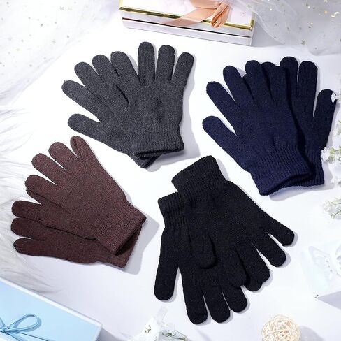 Handepo 100 Pairs Adult Knit Gloves Bulk Winter Warm Stretchy Gloves for Cold Weather Outdoor Sports Skating Skiing Donation Gifts in Saudi Arabia