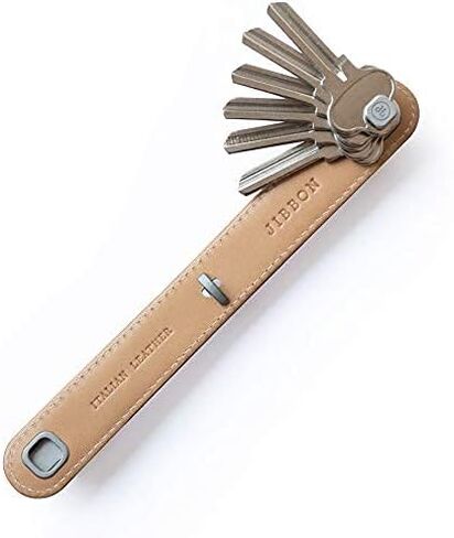 Jibbon Italian Leather Key Organizer |Marine Grade 316 Stainless Steel Leather Keychain -Key Holder Hold UpTo 9 Standard Keys in Kuwait