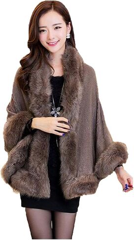 Kelaixiang Faux Fox Fur Shawls Jackets Bridal Cape Coats Wraps Winter Scarves in Saudi Arabia