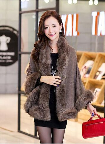 Kelaixiang Faux Fox Fur Shawls Jackets Bridal Cape Coats Wraps Winter Scarves in Saudi Arabia