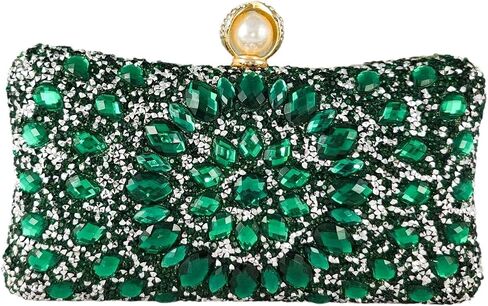 Boutique De FGG Pearl Clasp Crystal Clutch Purses for Women's Evening Handbags Wedding Party Rhinestone Bag in Kuwait
