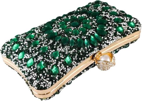 Boutique De FGG Pearl Clasp Crystal Clutch Purses for Women's Evening Handbags Wedding Party Rhinestone Bag in Kuwait