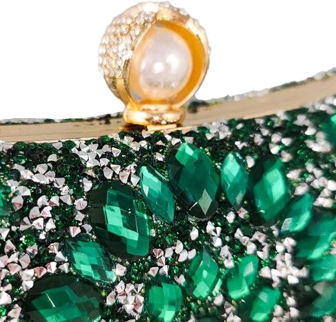 Boutique De FGG Pearl Clasp Crystal Clutch Purses for Women's Evening Handbags Wedding Party Rhinestone Bag in Kuwait