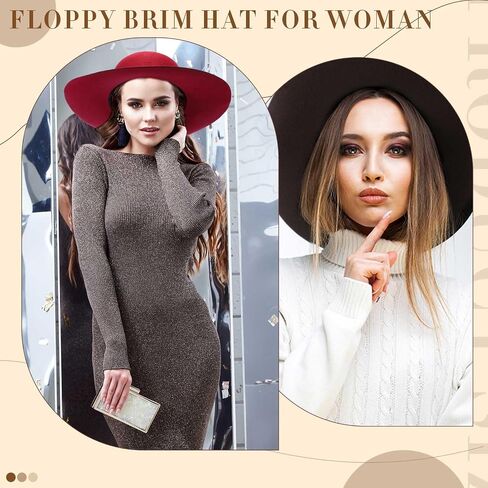 Ramede 6 Pcs Women Lady Fedora Hat Winter Floppy Wide Brim Felt Bowler Fedora Foldable Retro Felt Hats for Women Fancy Ribbon Band Floppy Hat, 6 Colors Multicolor in Saudi Arabia