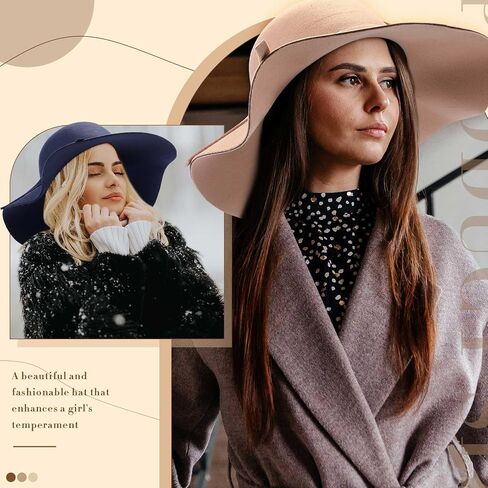 Ramede 6 Pcs Women Lady Fedora Hat Winter Floppy Wide Brim Felt Bowler Fedora Foldable Retro Felt Hats for Women Fancy Ribbon Band Floppy Hat, 6 Colors Multicolor in Saudi Arabia