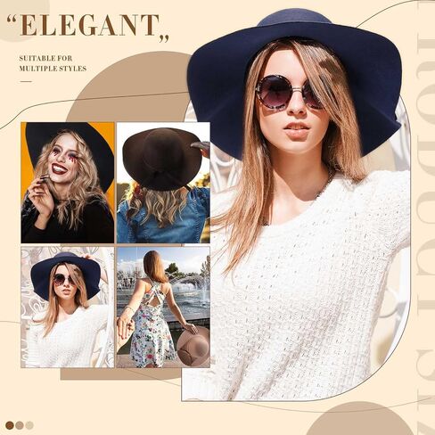 Ramede 6 Pcs Women Lady Fedora Hat Winter Floppy Wide Brim Felt Bowler Fedora Foldable Retro Felt Hats for Women Fancy Ribbon Band Floppy Hat, 6 Colors Multicolor in Saudi Arabia