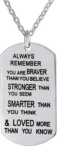 lauhonmin Always Remember You Are Braver/Stronger/Smarter Than You Think Pendant Necklace Family Friend Gift Unisex in Kuwait