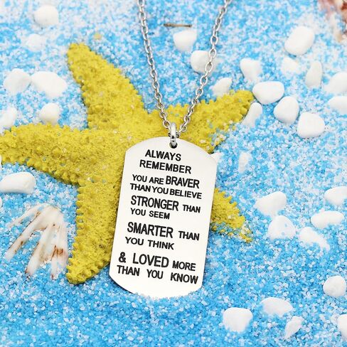 lauhonmin Always Remember You Are Braver/Stronger/Smarter Than You Think Pendant Necklace Family Friend Gift Unisex in Kuwait