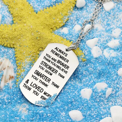lauhonmin Always Remember You Are Braver/Stronger/Smarter Than You Think Pendant Necklace Family Friend Gift Unisex in Kuwait