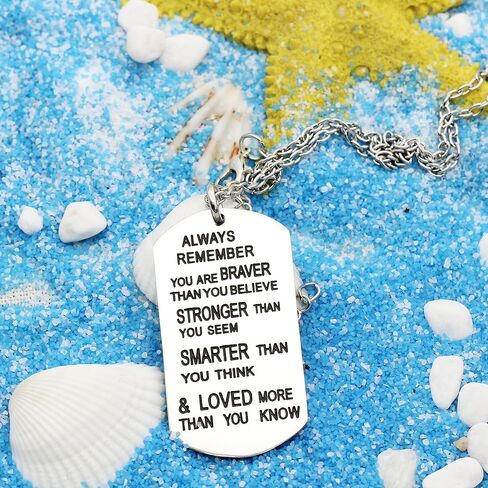 lauhonmin Always Remember You Are Braver/Stronger/Smarter Than You Think Pendant Necklace Family Friend Gift Unisex in Kuwait