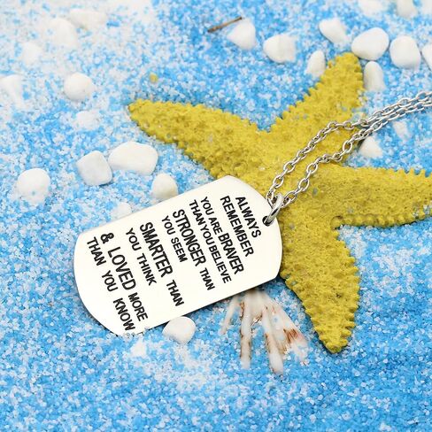 lauhonmin Always Remember You Are Braver/Stronger/Smarter Than You Think Pendant Necklace Family Friend Gift Unisex in Kuwait
