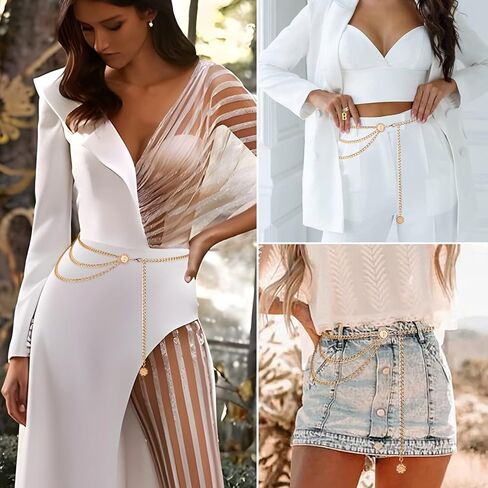 BIUBLE Women's Body Chains, Belly Body Chain for the Waist, Metal Waist Chain, Dress Belly Chain, Waist Chain, Waist Chain Belt for Women in Kuwait