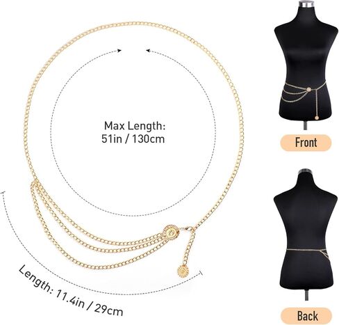 BIUBLE Women's Body Chains, Belly Body Chain for the Waist, Metal Waist Chain, Dress Belly Chain, Waist Chain, Waist Chain Belt for Women in Kuwait