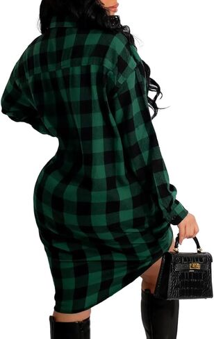 HBQ المرأة عارضة الفانيلا قمصان طويلة الأكمام زر أسفل منقوشة شاكيت المتضخم القماش القطني البلوزات منتصف طويلة أعلى in Kuwait