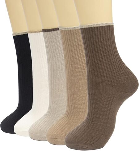 5 ازواج جوارب رياضية فضفاضة كاجوال قابلة للتمدد للبنات والطلاب من كيه ال سي ام، جوارب قطنية اساسية مريحة بتصميم متباين للنساء، متعددة الالوان, متعدد الألوان in Kuwait