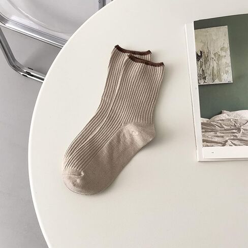 5 ازواج جوارب رياضية فضفاضة كاجوال قابلة للتمدد للبنات والطلاب من كيه ال سي ام، جوارب قطنية اساسية مريحة بتصميم متباين للنساء، متعددة الالوان, متعدد الألوان in Kuwait