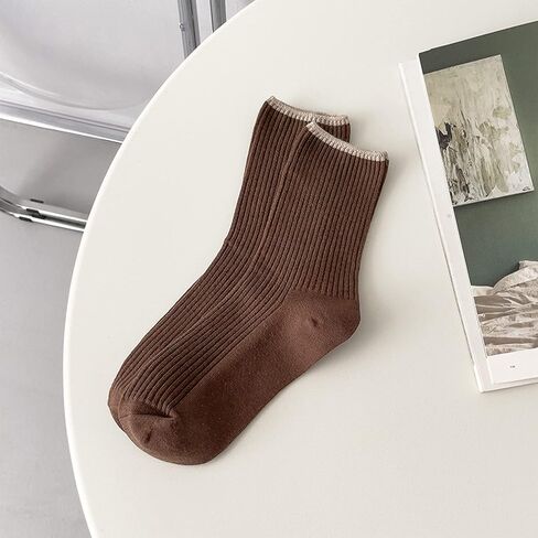 5 ازواج جوارب رياضية فضفاضة كاجوال قابلة للتمدد للبنات والطلاب من كيه ال سي ام، جوارب قطنية اساسية مريحة بتصميم متباين للنساء، متعددة الالوان, متعدد الألوان in Kuwait