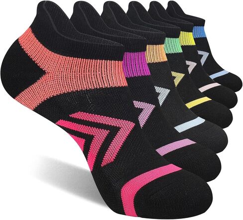 جوارب COOPLUS للكاحل للنساء للجري، جوارب رياضية مبطنة وممتصة للرطوبة، جوارب رياضية منخفضة القطع ومضادة للبثور (6 أزواج) in Kuwait