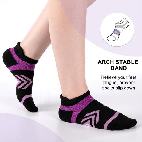 جوارب COOPLUS للكاحل للنساء للجري، جوارب رياضية مبطنة وممتصة للرطوبة، جوارب رياضية منخفضة القطع ومضادة للبثور (6 أزواج) in Kuwait