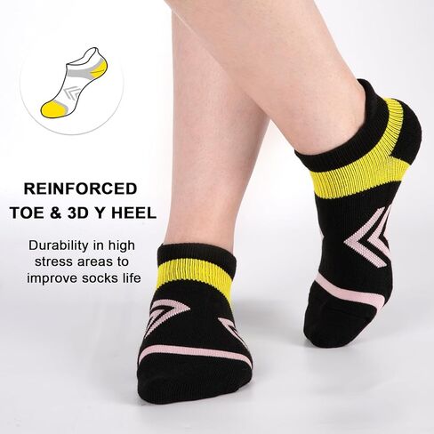 جوارب COOPLUS للكاحل للنساء للجري، جوارب رياضية مبطنة وممتصة للرطوبة، جوارب رياضية منخفضة القطع ومضادة للبثور (6 أزواج) in Kuwait
