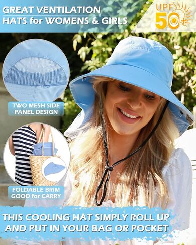 Tirrinia Wide Brim Sun Hat with Neck Flap for Men & Women in Kuwait