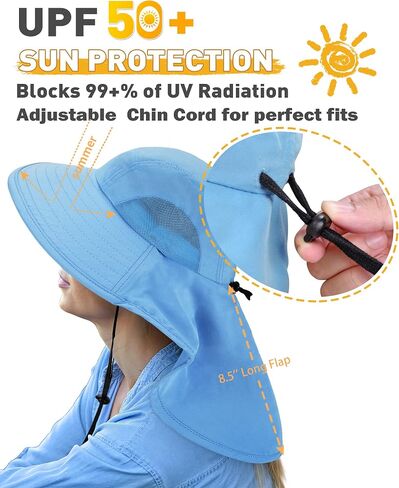 Tirrinia Wide Brim Sun Hat with Neck Flap for Men & Women in Kuwait