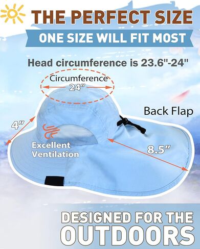 Tirrinia Wide Brim Sun Hat with Neck Flap for Men & Women in Kuwait
