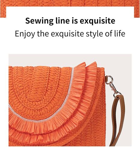 Straw Braided bag Handbag Knitted bag Straw hand-held bag Summer beach envelope purse in Saudi Arabia