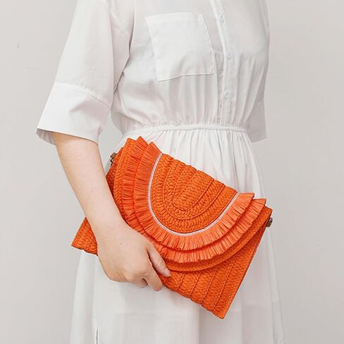 Straw Braided bag Handbag Knitted bag Straw hand-held bag Summer beach envelope purse in Saudi Arabia