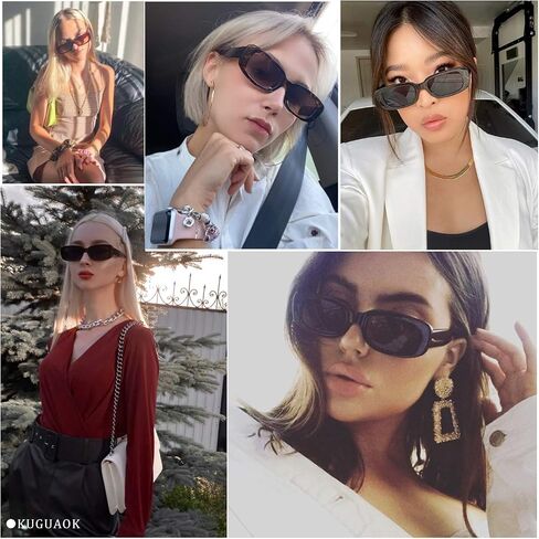 KUGUAOK Retro Rectangle Sunglasses Women and Men Vintage Small Square Sun Glasses UV Protection Glasse in Kuwait