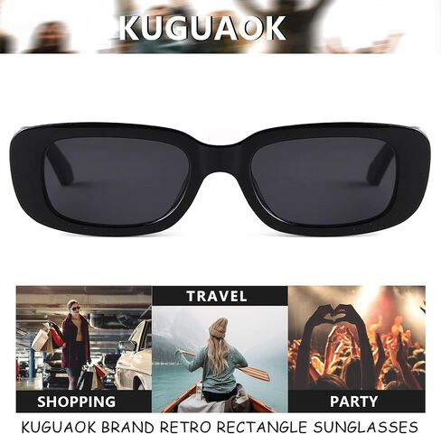 KUGUAOK Retro Rectangle Sunglasses Women and Men Vintage Small Square Sun Glasses UV Protection Glasse in Kuwait